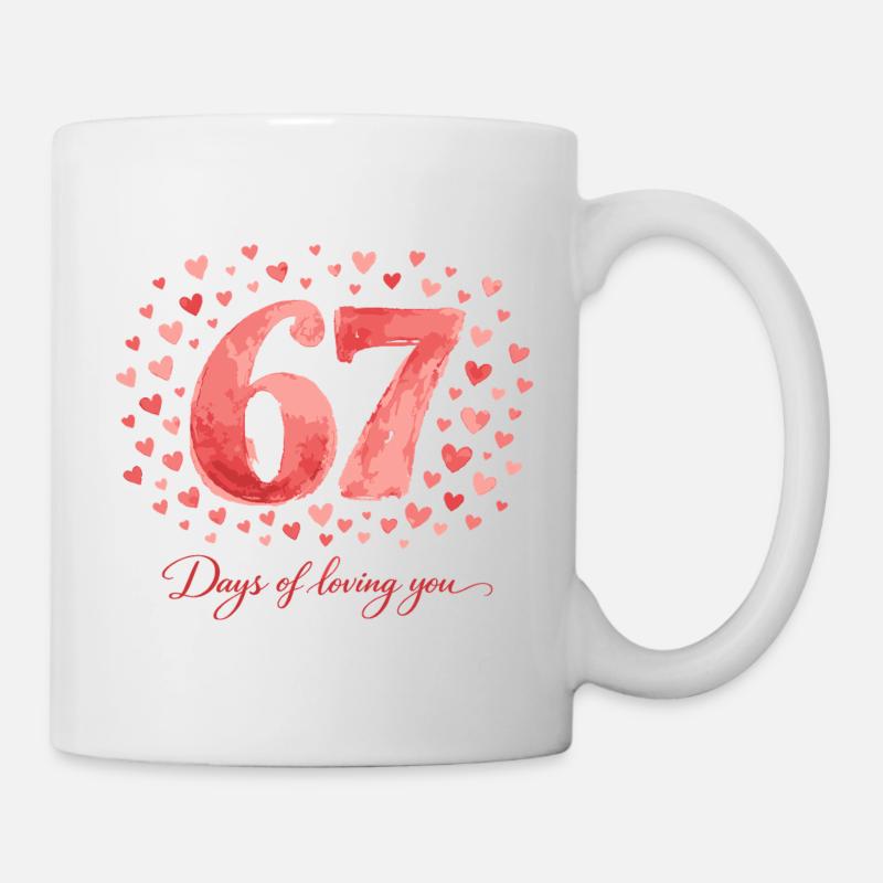 67 Seks Syv Valentinsdag Hjerte Gave Søt - Kopp - hvit