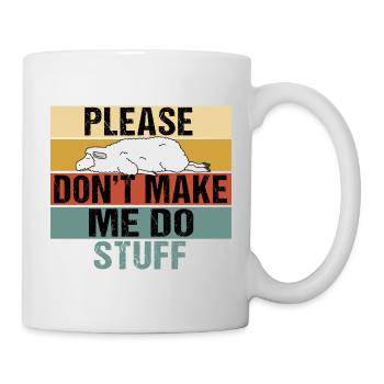 S’il te plaît, ne me force pas à faire des trucs Mouton paresseux rétro - Mug blanc - blanc - Droite