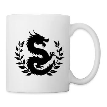 Dragon dans une couronne de plante – peinture minimaliste - Mug blanc - blanc - Droite