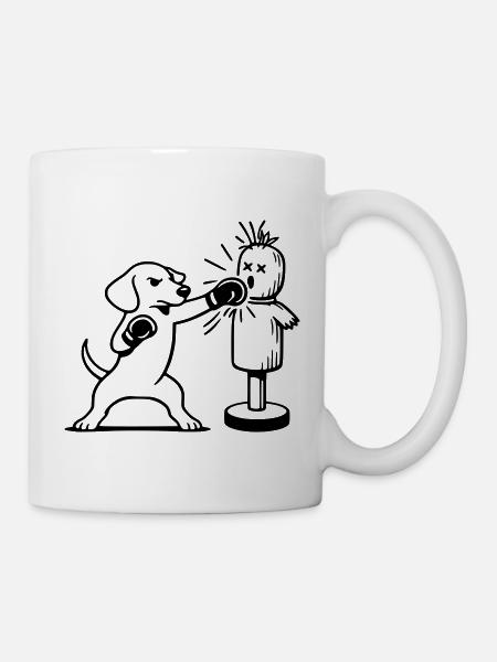 sparring dackel boxen line art - Tasse - Weiß