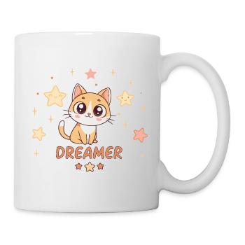 Chaton Reveur et Etoiles Douces - Mug blanc - blanc - Droite