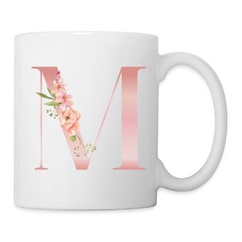 M pastellrosa Blumen - Tasse - Weiß - Rechts