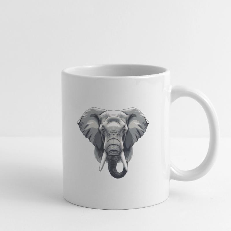 Elephant Head Grayscale Vector Mug
