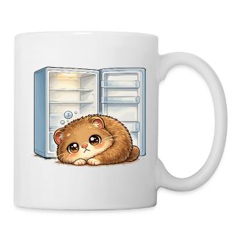 Kleine Katze vor offenem Kühlschrank - Tasse - Weiß - Rechts