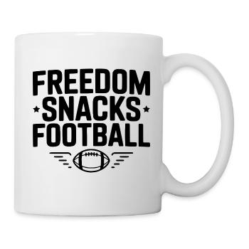 Freiheit, Snacks, Fußball - Tasse - Weiß - Rechts