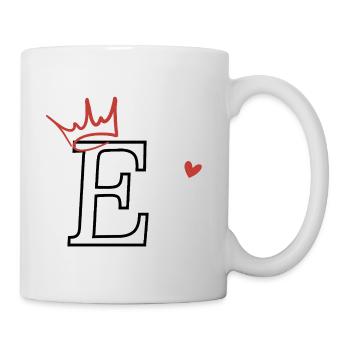 Buchstabe e Kronenherz - Tasse - Weiß - Rechts