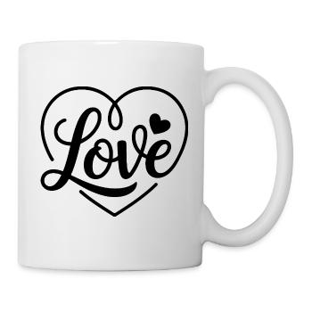 Love in a calligraphic heart is something special - Mug - white - Right