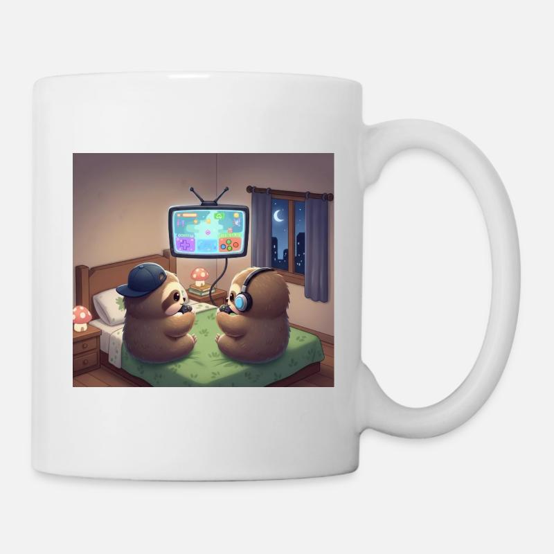 Sloth Night Gamer - Tasse - Weiß