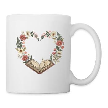 Vintage Book Lover Valentine Floral Heart - Mug - white - Right