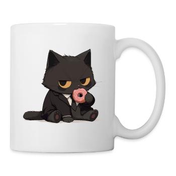 Chat en costume avec un beignet - Mug blanc - blanc - Droite