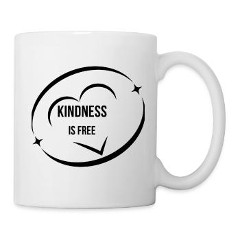 Freundlichkeit ist kostenlos minimalistisches schwarzes Kreis-T-Shirt - Tasse - Weiß - Rechts