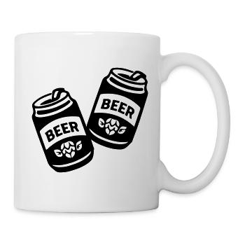 Zwei Bierdosen Schwarz Symbol - Tasse - Weiß - Rechts