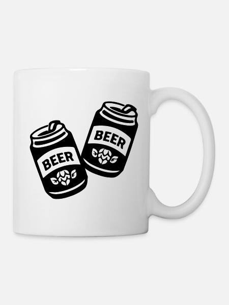 Zwei Bierdosen Schwarz Symbol - Tasse - Weiß