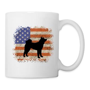 American Akita Silhouette – Kräftige Hunderasse-Grafik - Tasse - Weiß - Rechts