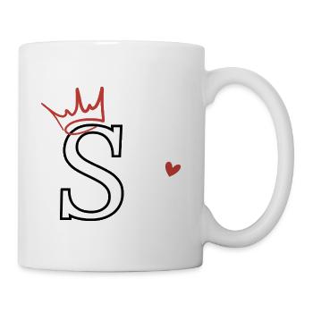 Buchstabe s Kronenherz - Tasse - Weiß - Rechts