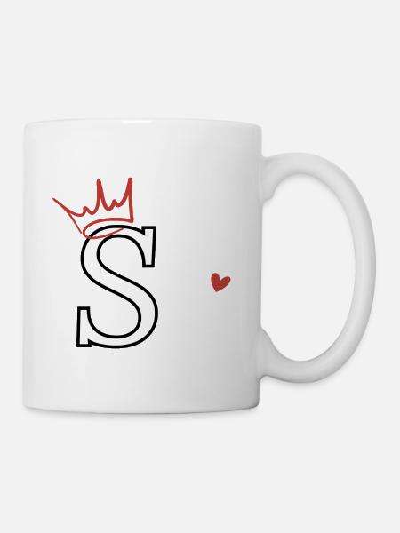 Buchstabe s Kronenherz - Tasse - Weiß
