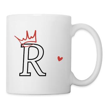 Buchstabe r Kronenherz - Tasse - Weiß - Rechts