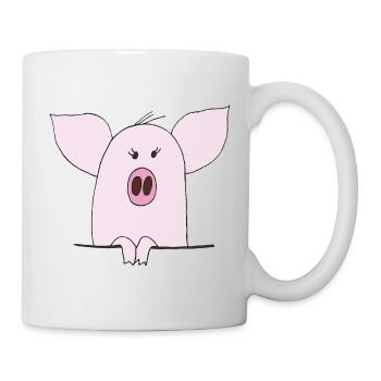 Cuddly Pink Pig Cartoon - Mug - white - Right