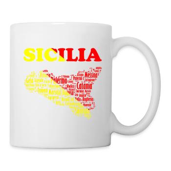 T-shirt souvenir de Sicile avec carte et couleurs - Mug blanc - blanc - Droite