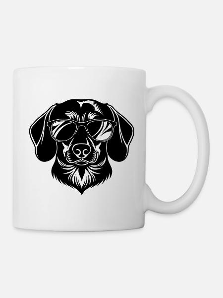 Dachshund Dog Head with Sunglasses - Mug - white