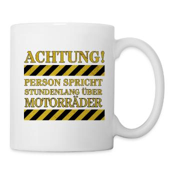 Person talking about motorcycles for hours - Mug - white - Right