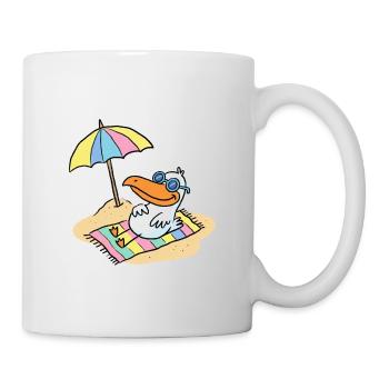 Sonnenvogel am Strand mit Schirm - Tasse - Weiß - Rechts