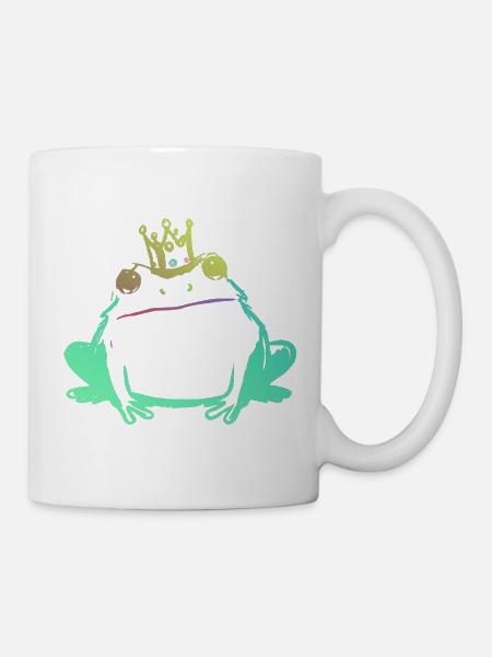 Roi Grenouille et Couronne Néon - Mug blanc - blanc
