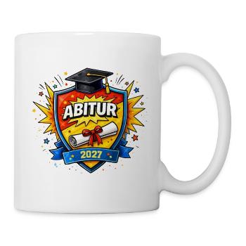 Abitur 2027 Abschluss Comic Schild - Tasse - Weiß - Rechts