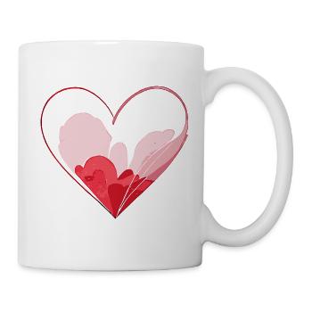 Aquarell Herz - Stilvolles Valentinstagsgeschenk - Tasse - Weiß - Rechts