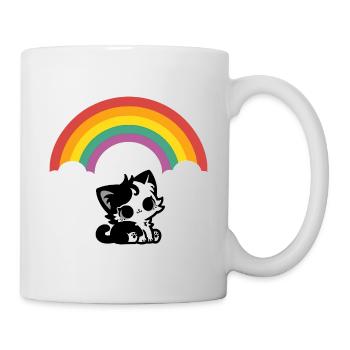 Goth Cat under the Rainbow Motif - Mug - white - Right