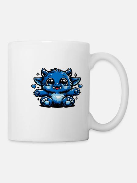 Blue Cuddly Dragon Comic Style - Mug - white