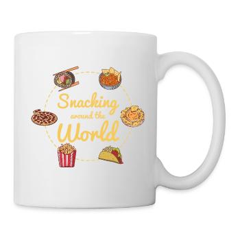 Grignotage autour du monde : Motif du voyage culinaire - Mug blanc - blanc - Droite