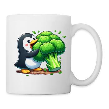 Pingouin mignon avec des légumes au brocoli dessin animé végan - Mug blanc - blanc - Droite