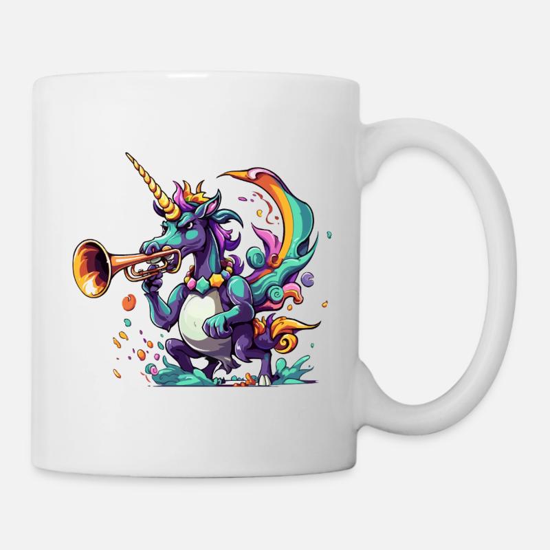 Farbexplosion Einhorn-Trompeter - Tasse - Weiß