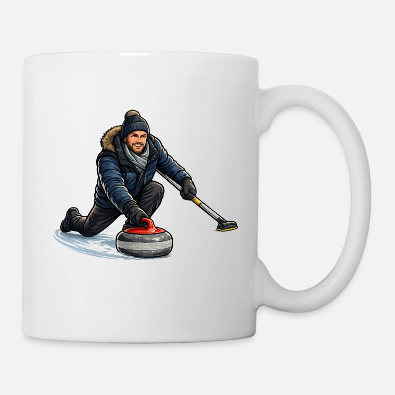 Héros du curling dans le vent de glace - Mug blanc - blanc