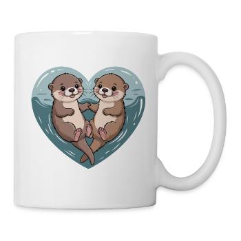 Otter Couple Cuddles Cute Otter Matching Couple - Mug - white - Right