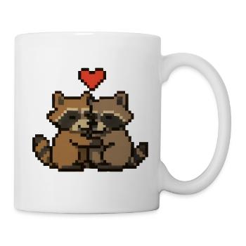Pixel raccoon with heart - Mug - white - Right