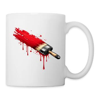 Brush with red paint in graffiti style - Mug - white - Right