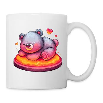 Cuddly bear on lava cake with hearts - Mug - white - Right