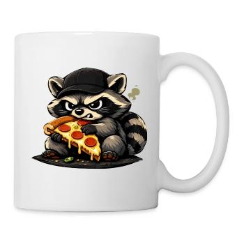 Pizza-Raccoon mit Hut - Tasse - Weiß - Rechts