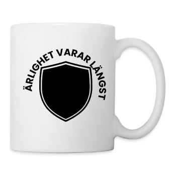 Schwarzer Schild mit weißem Umrandungsemblem - Tasse - Weiß - Rechts