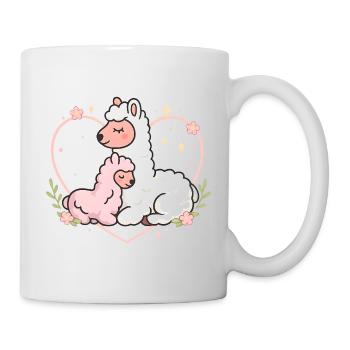 Süße Alpakas Liebe – Kawaii Lama Herz Design - Tasse - Weiß - Rechts