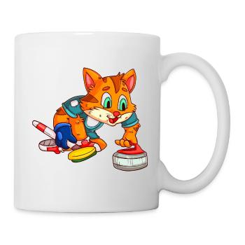 Katzen Curling / Curlingspieler Katze - Tasse - Weiß - Rechts