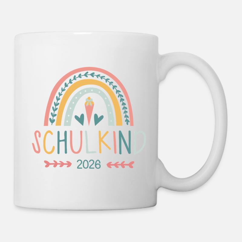 rainbow Regenbogen Schulkind 2026 - Tasse - Weiß