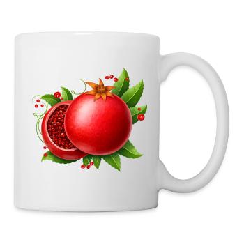 Granatapfel mit Blättern  - Tasse - Weiß - Rechts