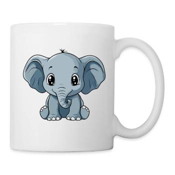 Dessin animé du petit ami éléphant - Mug blanc - blanc - Droite