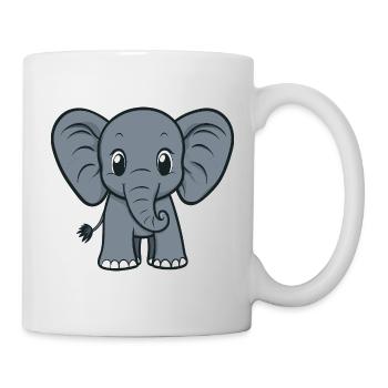 Cute Elephant Cartoon Print - Mug - white - Right