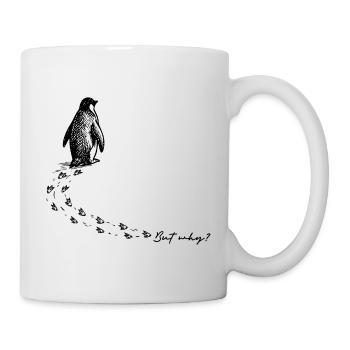 Mais pourquoi ? Empreintes de mème du manchot gribouillis gribouillis - Mug blanc - blanc - Droite