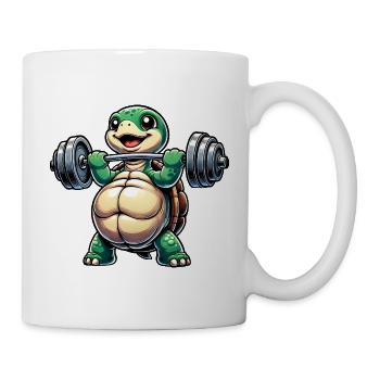 Funny Turtle Dumbbell Fitness Humor - Mug - white - Right