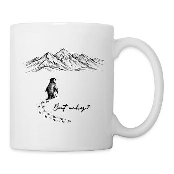Penguin Meme But why? Snow Trail Mountains Doodle - Mug - white - Right